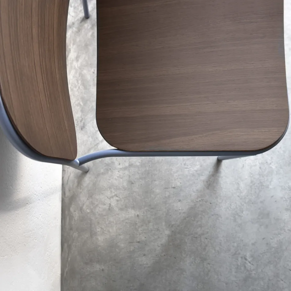 Poltrona Sala de Estar em Madeira e Metal Made in Italy 2 Peças - Saffia Viadurini