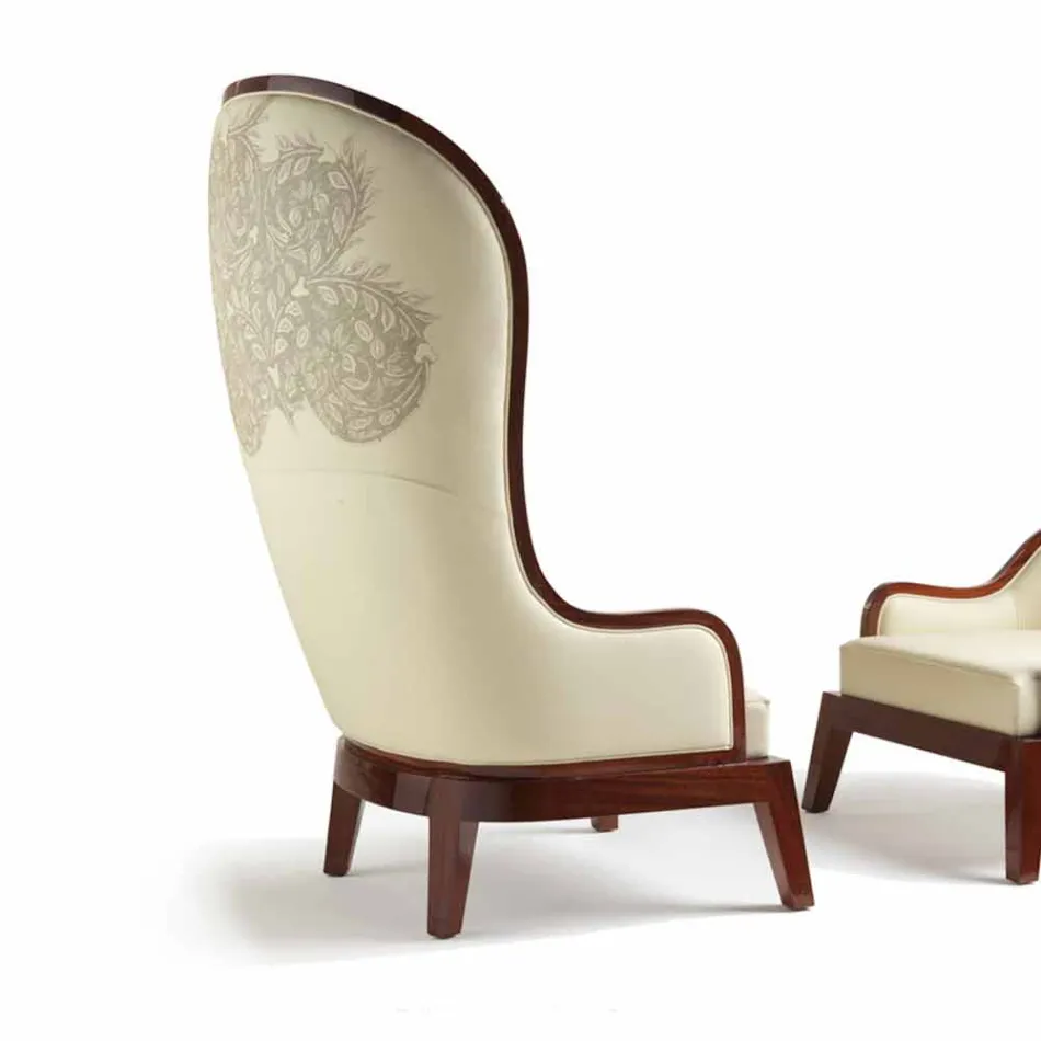 Espreguiçadeira de couro com decoração a laser, fabricada na Itália, Eli Viadurini