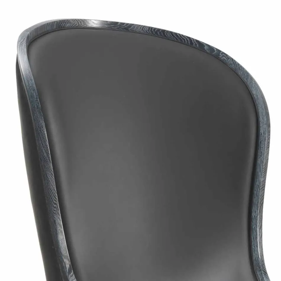 Poltrona de couro Eli e pele preta, design de luxo clássico Viadurini