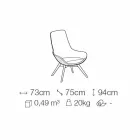 Poltrona Sala em Couro e Tecido com Base em Madeira Made in Italy - Ama Viadurini