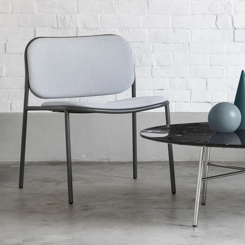 Poltrona Sala de Estar em Tecido e Metal Made in Italy 2 Peças - Sangria Viadurini