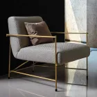 Poltrona de tecido para sala de estar com estrutura metálica Made in Italy - Manila Viadurini