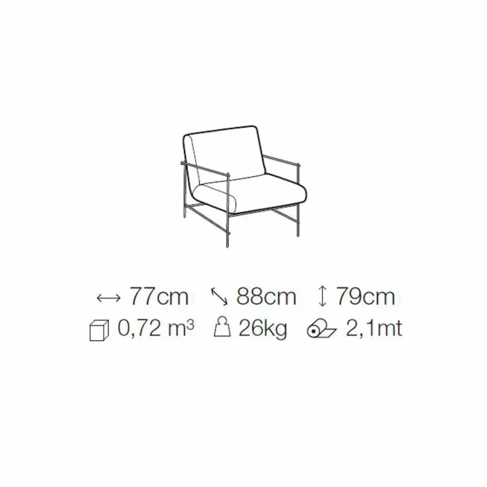 Poltrona de tecido para sala de estar com estrutura metálica Made in Italy - Manila Viadurini