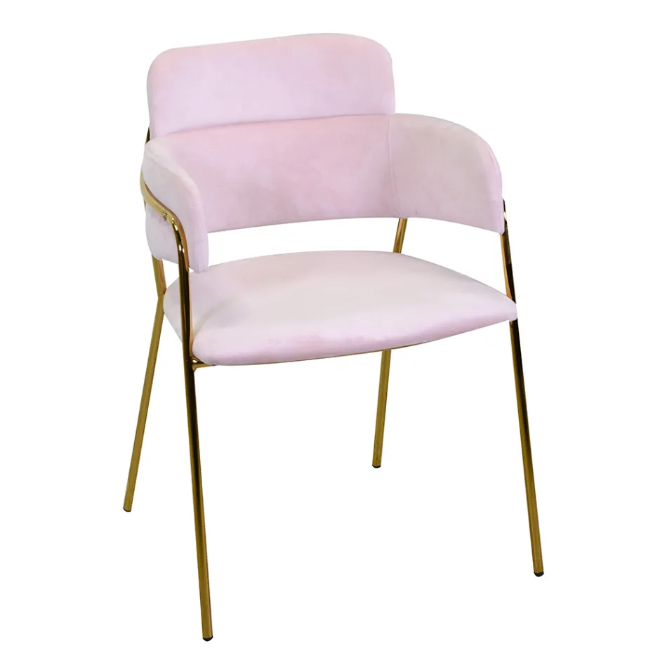 Cadeirão de sala de estar em metal dourado e veludo - Flag Viadurini