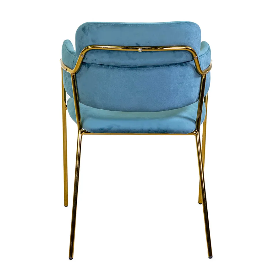 Cadeirão de sala de estar em metal dourado e veludo - Flag Viadurini
