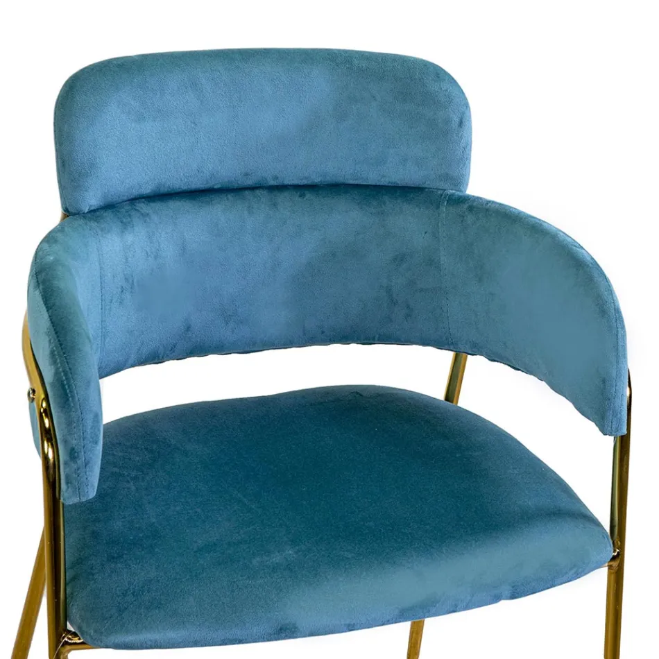 Cadeirão de sala de estar em metal dourado e veludo - Flag Viadurini