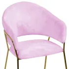 Cadeirão de sala de estar em metal dourado e veludo cor-de-rosa - Shell Viadurini