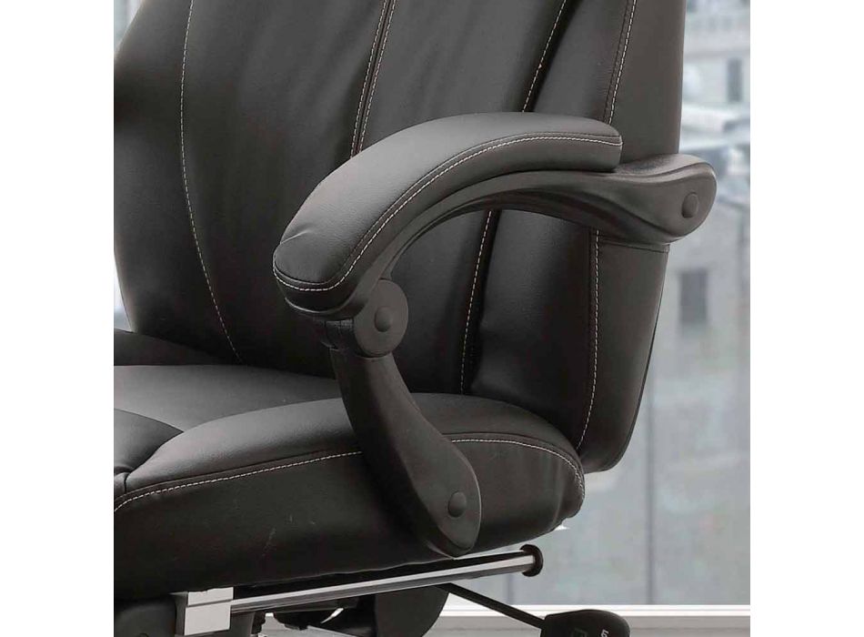 Cadeira de escritório giratória e reclinável em couro sintético preto - Nazzareno Viadurini
