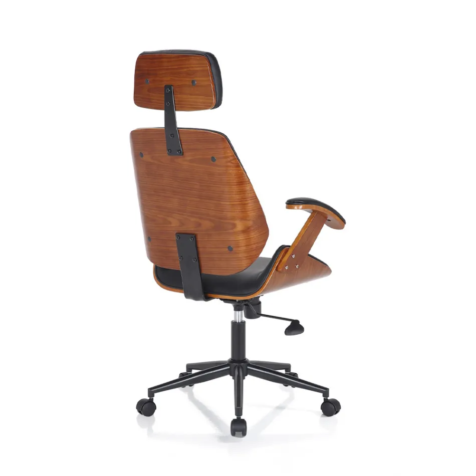 Poltrona de Escritório em Madeira, Couro Sintético e Metal - Alaccia Viadurini