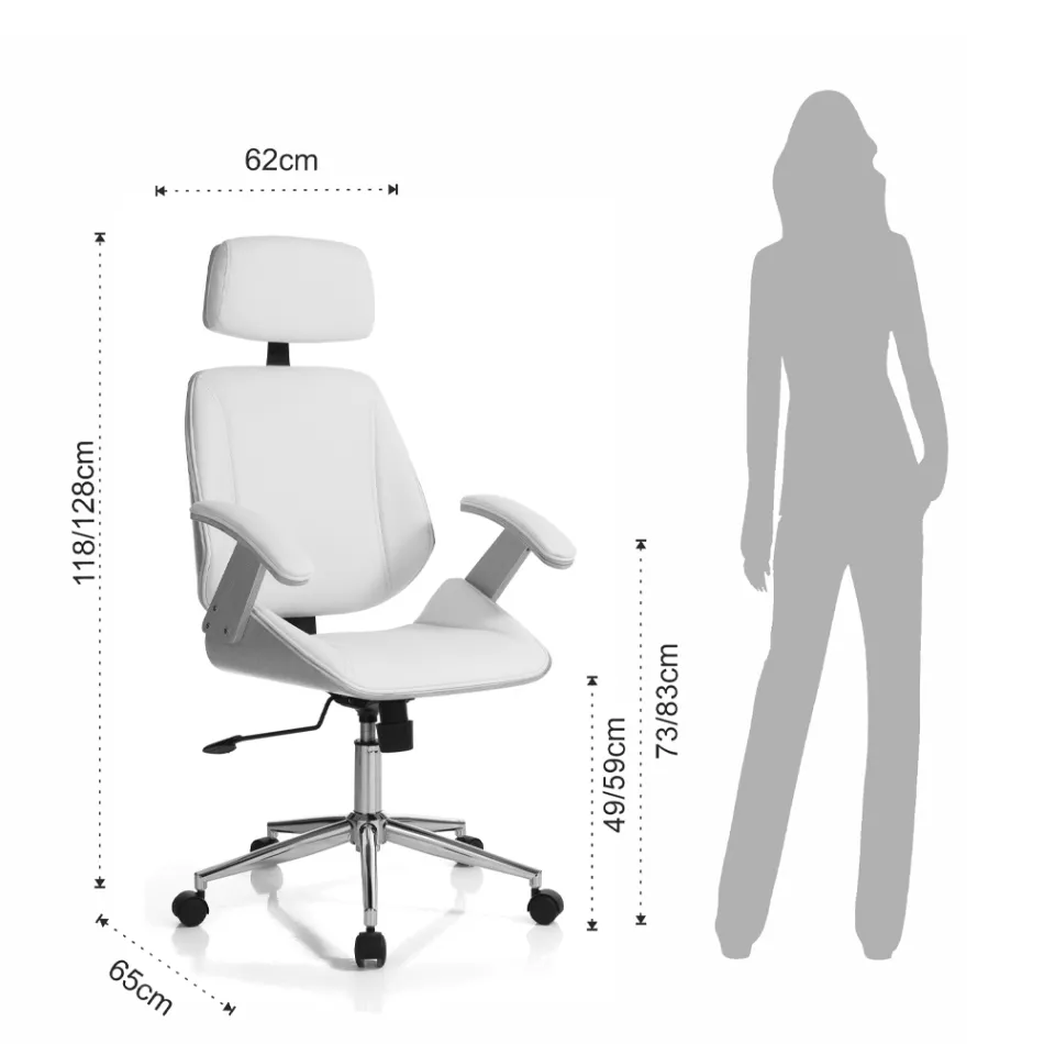 Poltrona de Escritório em Madeira, Couro Sintético e Metal - Alaccia Viadurini