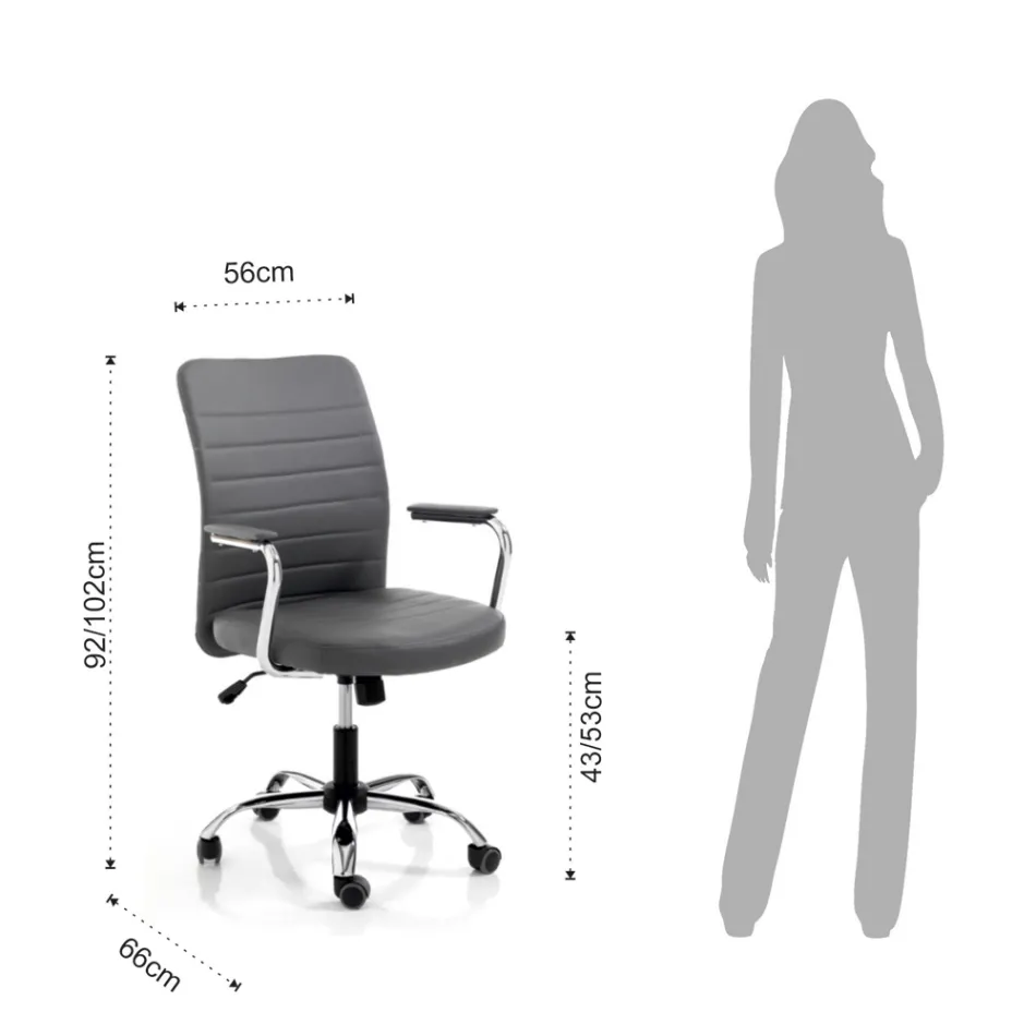 Poltrona de escritório em couro e elevador a gás ajustável - Radon Viadurini