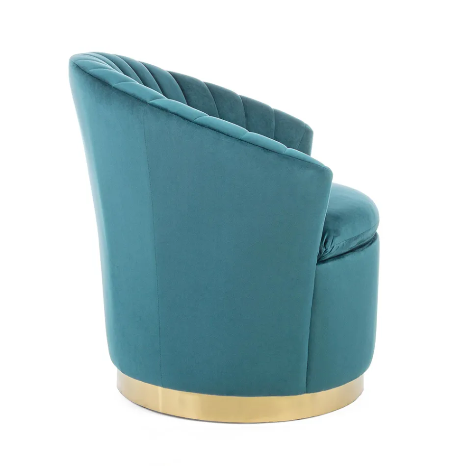 Poltrona de design elegante, sala de estar luxuosa em aço e veludo - Courtney Viadurini