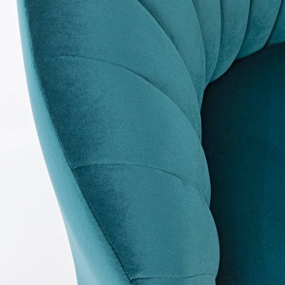 Poltrona de design elegante, sala de estar luxuosa em aço e veludo - Courtney Viadurini