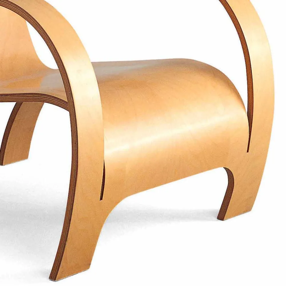 Poltrona Design em Contraplacado Preto ou Acabamento de Bétula Fabricado na Itália - Galatea Viadurini