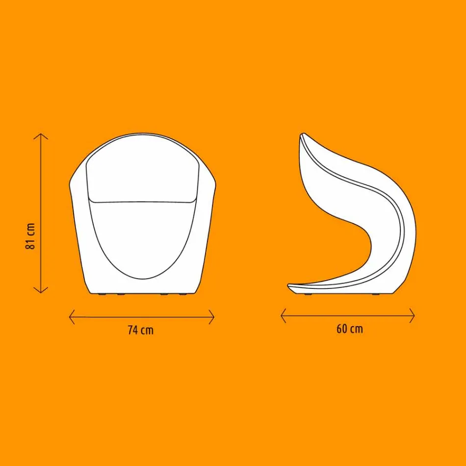 Poltrona com Design Interno ou Externo em Polietileno Branco - Petra by Myyour Viadurini