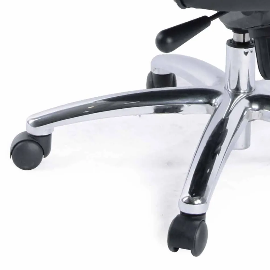 Cadeira executiva giratória de couro e assentos com base de metal - Virone Viadurini