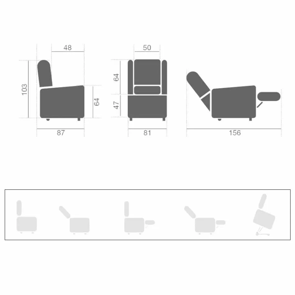 Poltrona Elétrica com Funções Lift & Relax com 2 motores Made in Italy - Marlene Viadurini