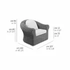 Poltrona Externa em Tecido Sintético de Rattan e Tecido Branco ou Ecru - Yves Viadurini