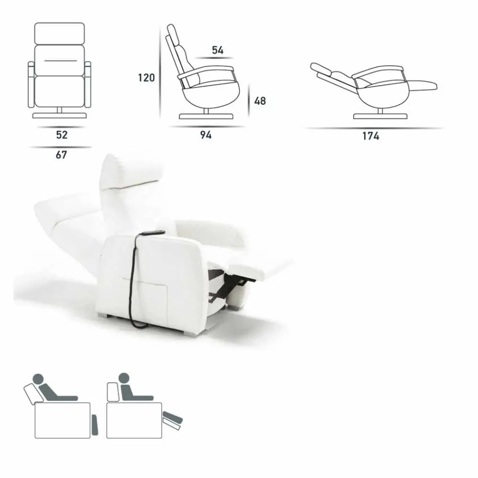 Poltrona giratória com motor duplo Cassia, design moderno made in Italy Viadurini