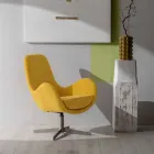 Poltrona Giratória com Base Metálica e Assento em Tecido - Sereno Viadurini