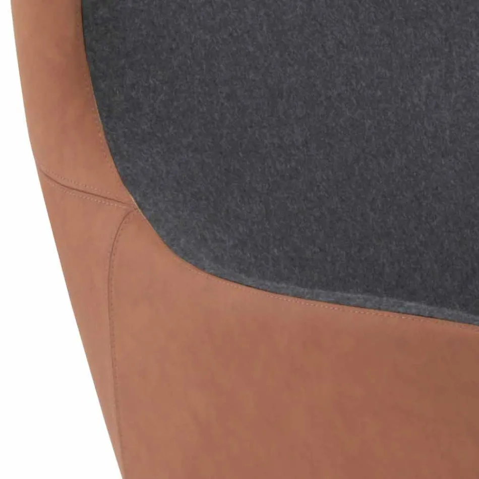 Poltrona giratória de couro com base de madeira Made in Italy - Butterfly Viadurini