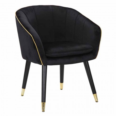 Poltrona Estofada em Madeira e Tecido de Design Moderno - Maddy Viadurini