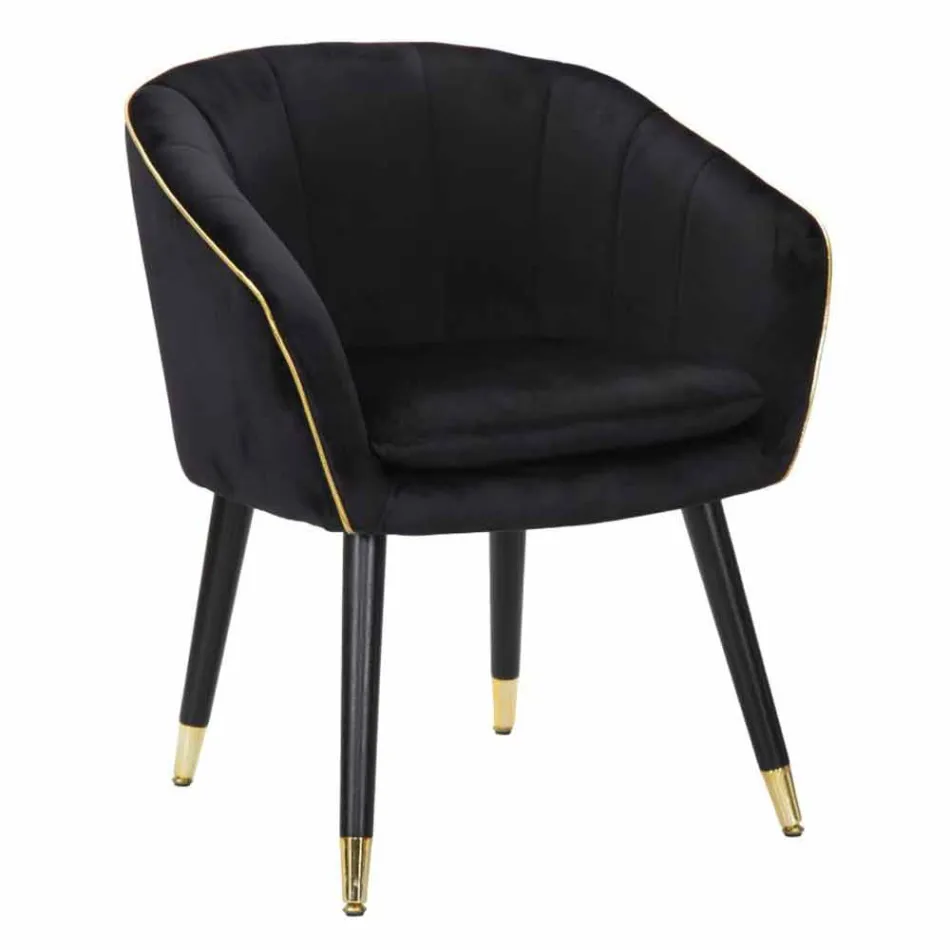 Poltrona Estofada em Madeira e Tecido de Design Moderno - Maddy Viadurini