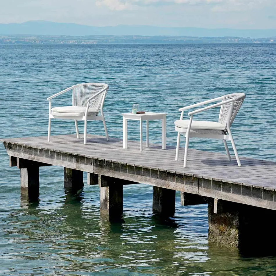 Poltrona de jardim empilhável em alumínio e tecido - Smart By Varaschin Viadurini