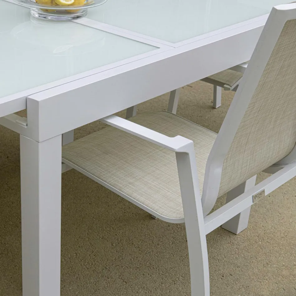 Cadeira de jardim empilhável em Textilene e alumínio - Foglio Viadurini