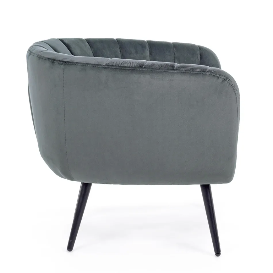 Poltrona em Steel and Grey ou Blue Velvet Scandinavian Design - Hilary Viadurini