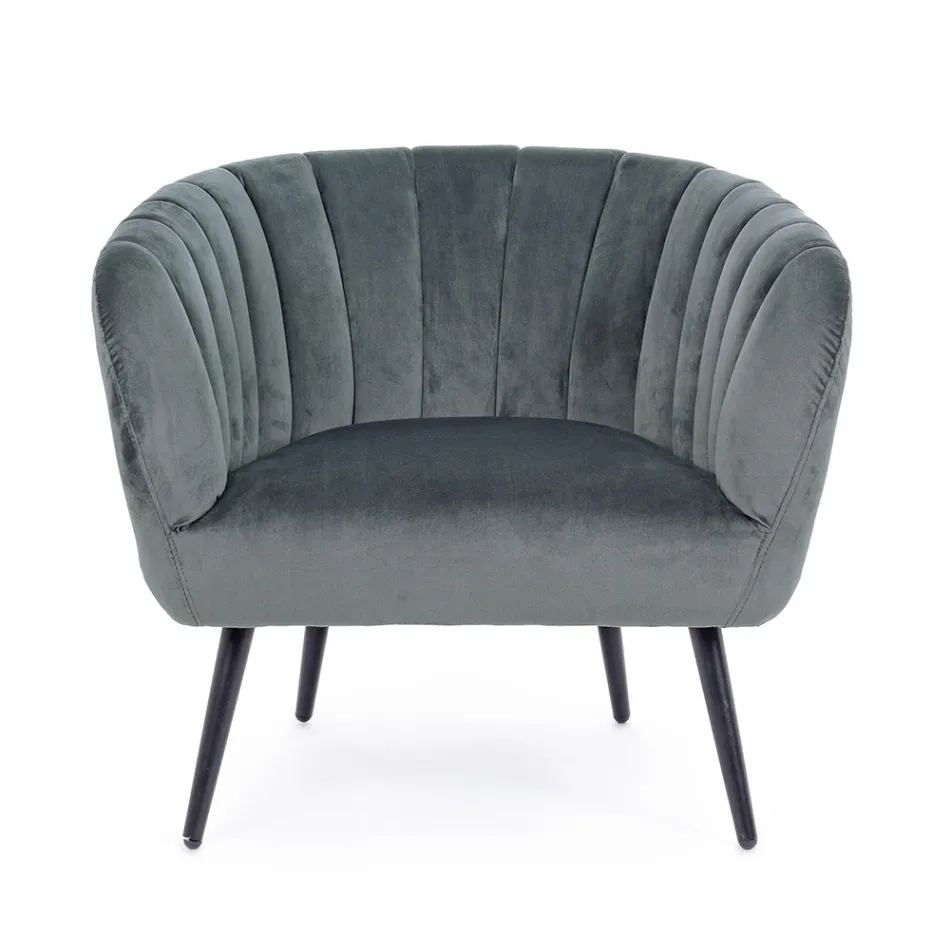 Poltrona em Steel and Grey ou Blue Velvet Scandinavian Design - Hilary Viadurini