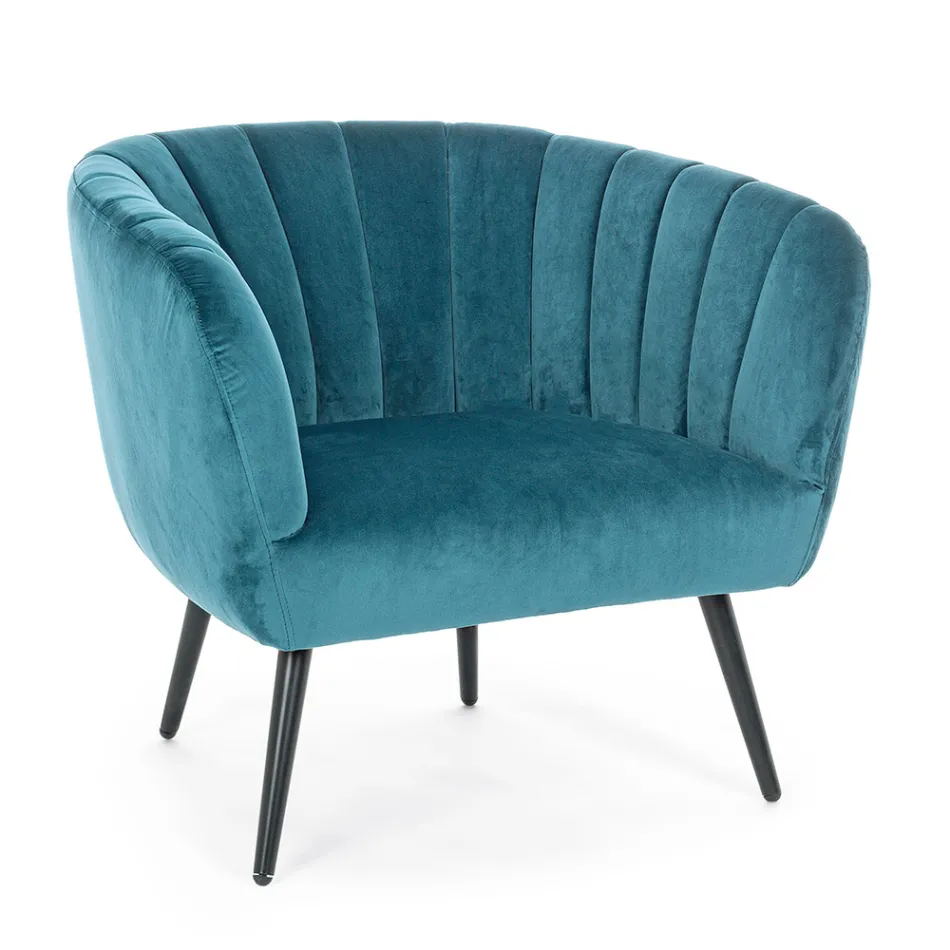 Poltrona em Steel and Grey ou Blue Velvet Scandinavian Design - Hilary Viadurini