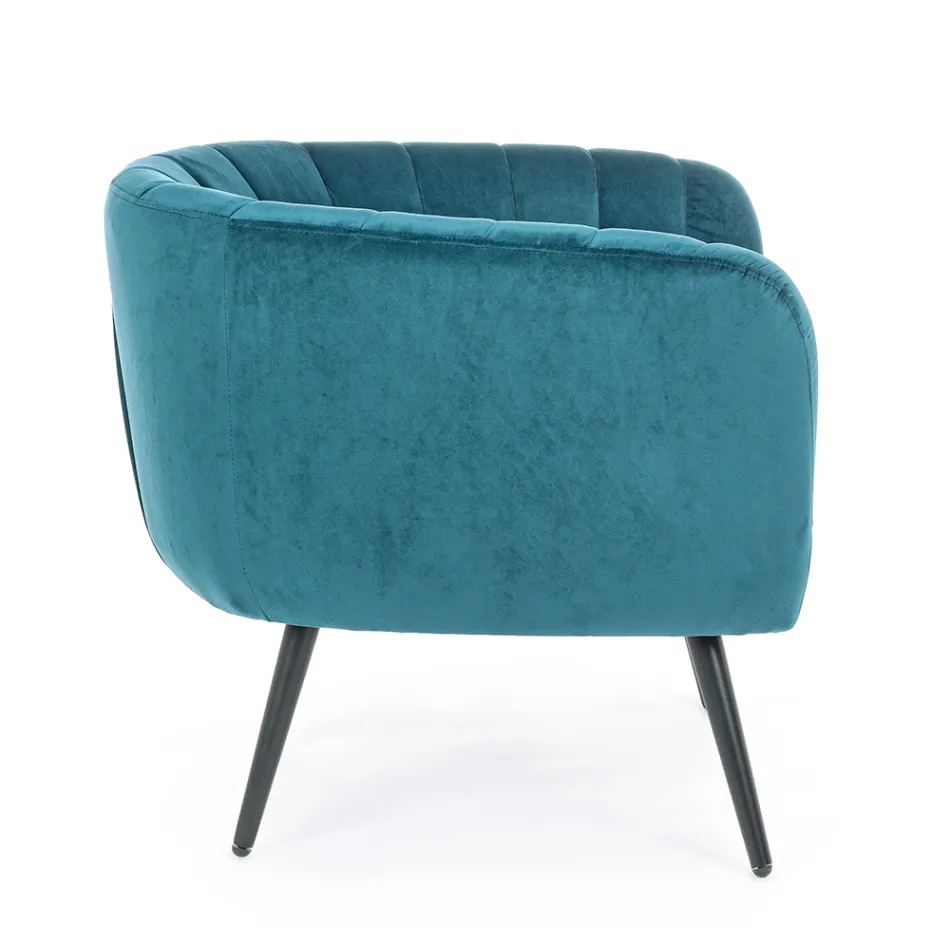 Poltrona em Steel and Grey ou Blue Velvet Scandinavian Design - Hilary Viadurini