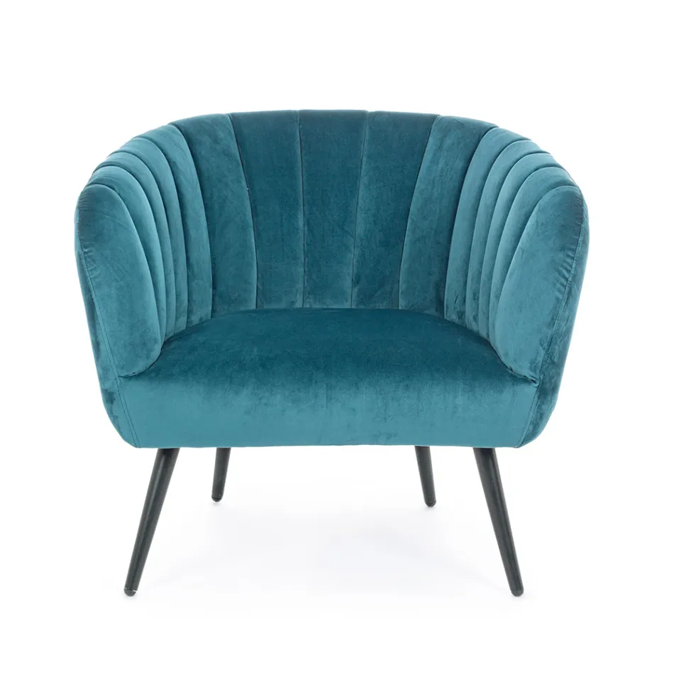 Poltrona em Steel and Grey ou Blue Velvet Scandinavian Design - Hilary Viadurini