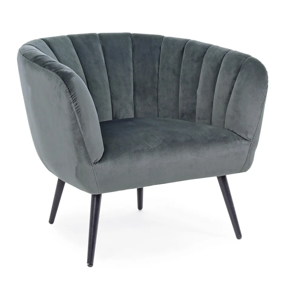 Poltrona em Steel and Grey ou Blue Velvet Scandinavian Design - Hilary Viadurini