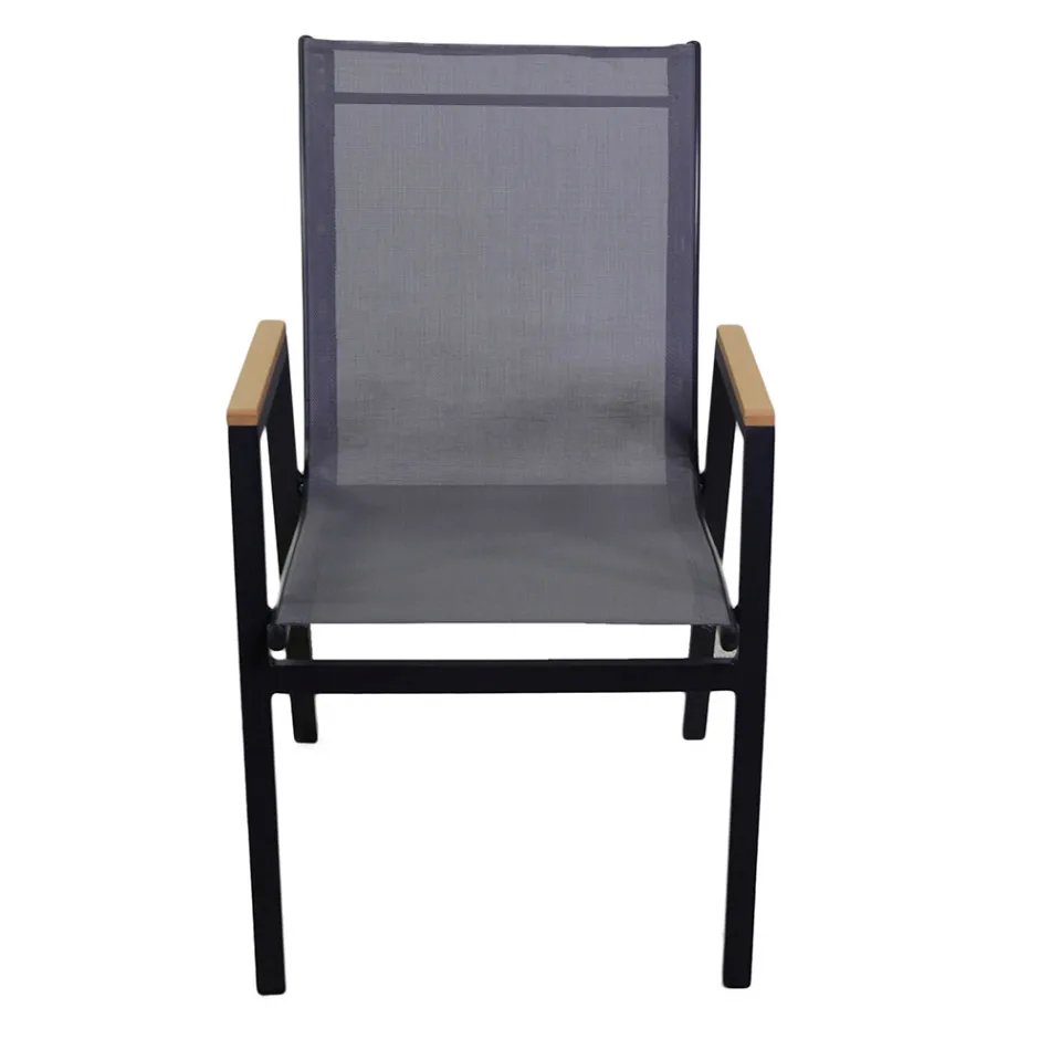 Cadeirão em alumínio e textilene com braços em polywood - Diário Viadurini