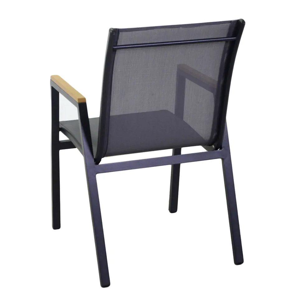 Cadeirão em alumínio e textilene com braços em polywood - Diário Viadurini