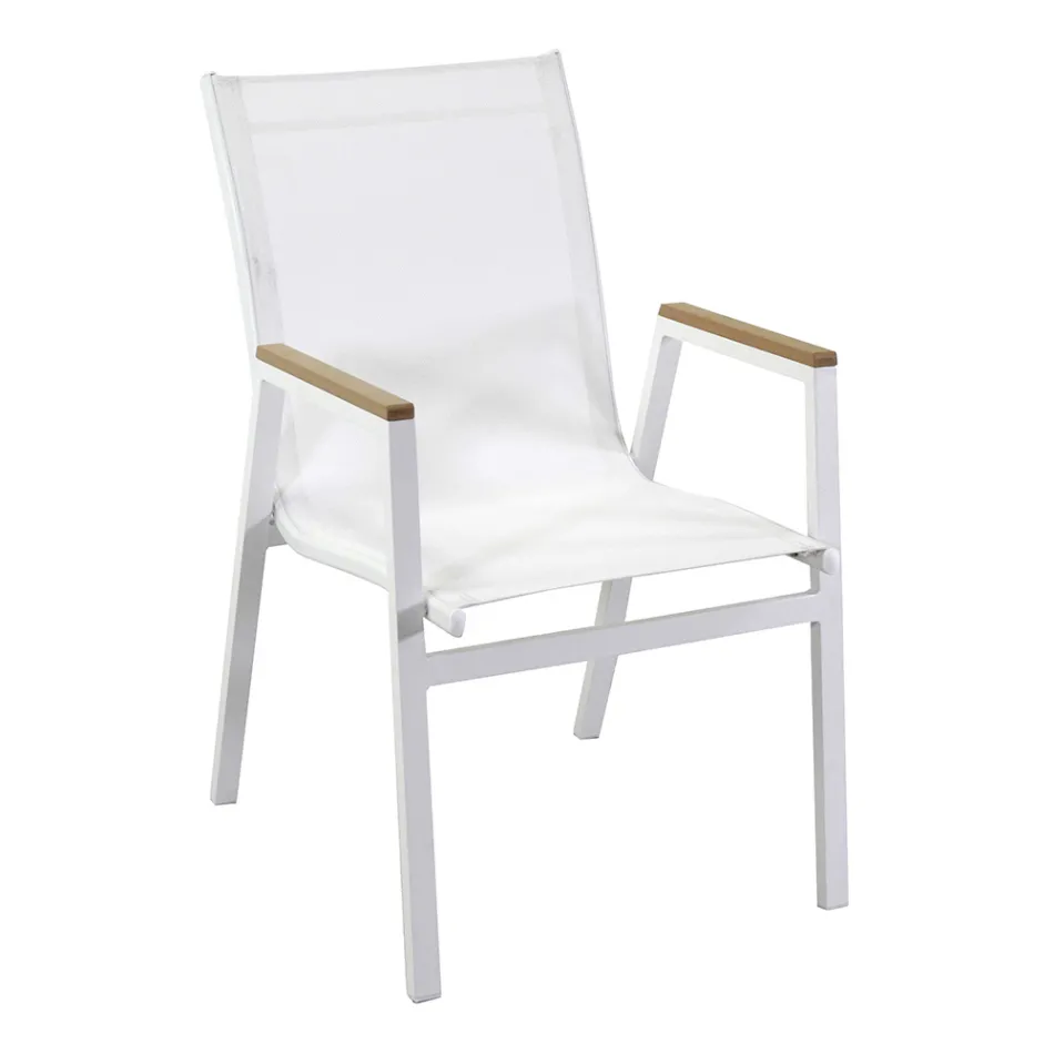 Cadeirão em alumínio e textilene com braços em polywood - Diário Viadurini