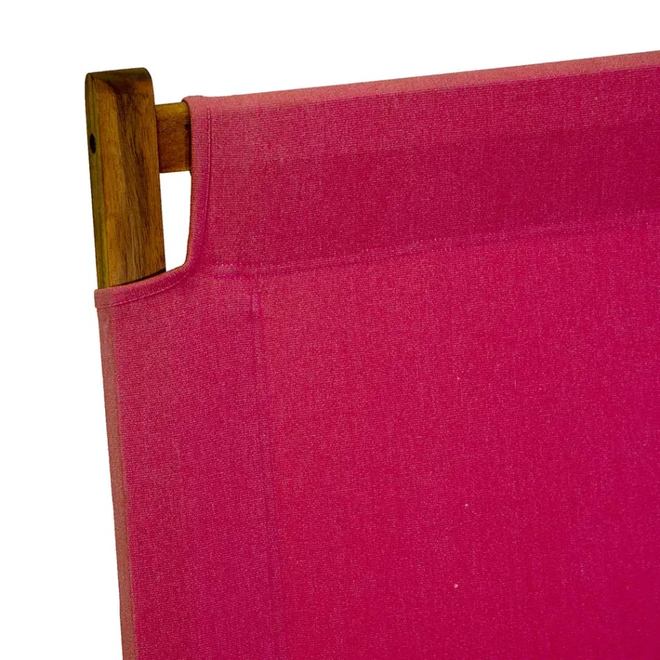 Cadeirão em madeira de acácia e tecido de mistura de algodão e poliéster - Bottega Viadurini