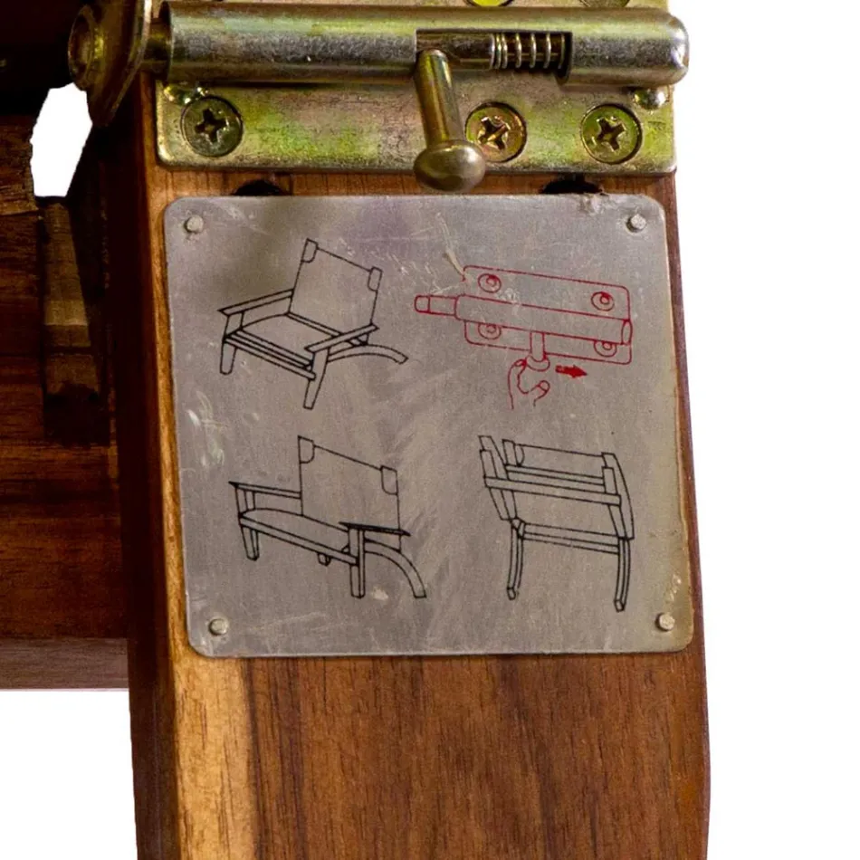 Cadeirão em madeira de acácia e tecido de mistura de algodão e poliéster - Bottega Viadurini