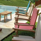 Cadeirão em madeira de acácia e tecido de mistura de algodão e poliéster - Bottega Viadurini