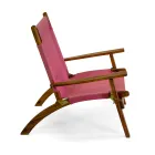 Cadeirão em madeira de acácia e tecido de mistura de algodão e poliéster - Bottega Viadurini