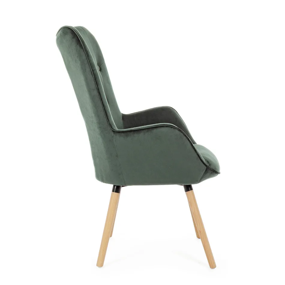 Poltrona Design em Faia e Veludo Verde ou Cinza - Gilly Viadurini