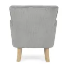 Poltrona em madeira de pinho e assento com efeito de veludo Coste 4 acabamentos - Molly Viadurini