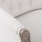 Poltrona de madeira em linho natural e design clássico de algodão - Katen Viadurini