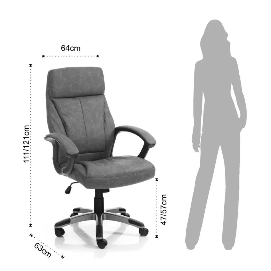 Poltrona em Couro Sintético Efeito Envelhecido - Ródio Viadurini