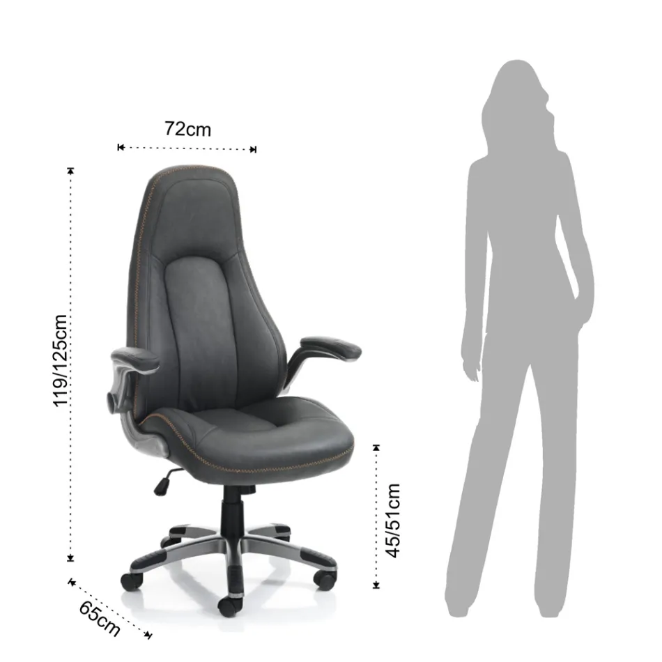 Poltrona em Couro Sintético Cinza com Efeito Envelhecido - Renio Viadurini