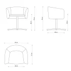 Poltrona de tecido com base giratória de metal luxuosa fabricada na Itália - Bergen Viadurini