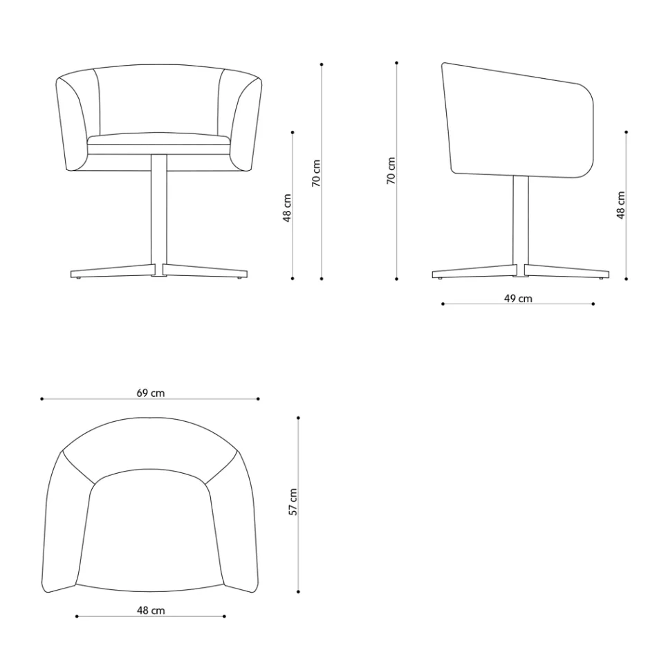 Poltrona de tecido com base giratória de metal luxuosa fabricada na Itália - Bergen Viadurini
