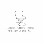 Poltrona de Tecido com Base Giratória em Metais Preciosos Made in Italy - Papaya Viadurini